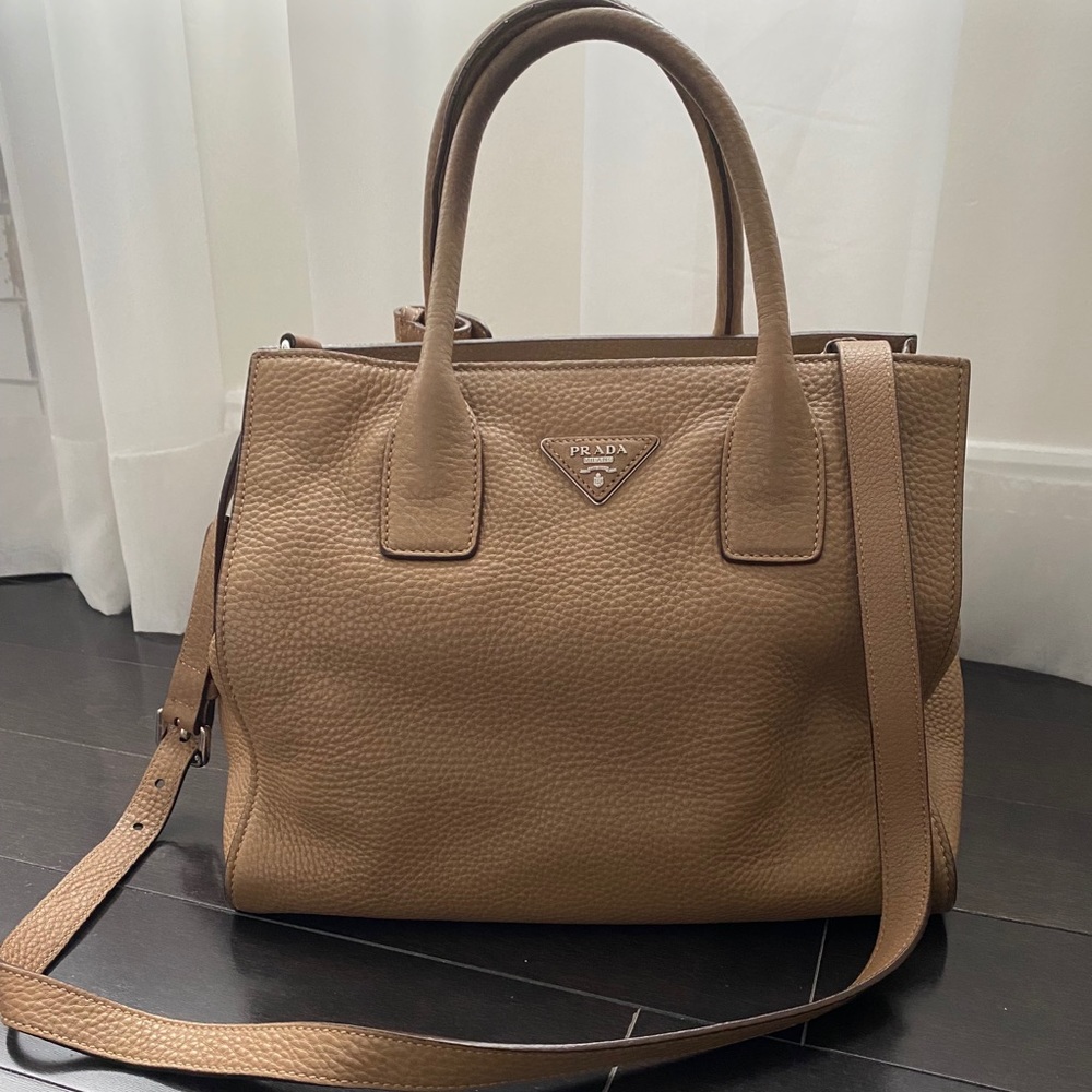 Prada Vitello Daino Tote Sesamo Bag